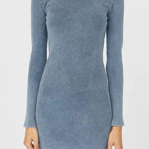 Stradivarius dress grayish blue, long sleeve, like new