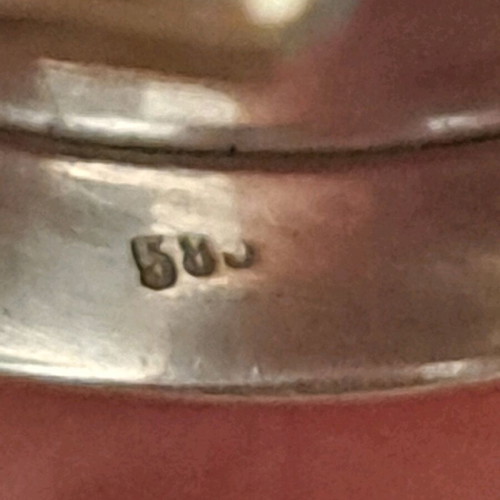 Ring silver 950 and gold 585 with blue precious stone like new