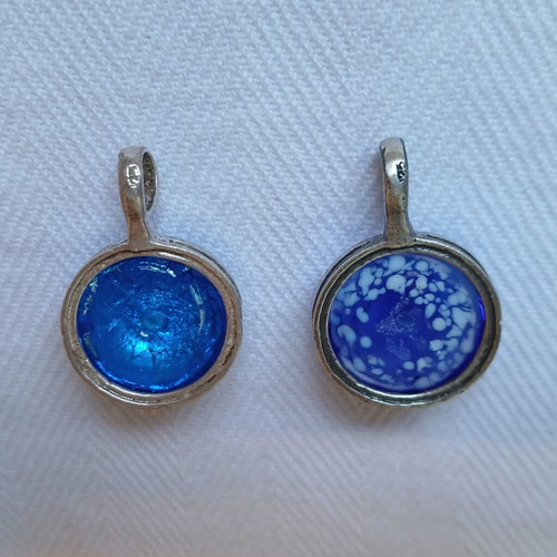 Murano glass pendants set with 925 silver, like new, 2 pieces
