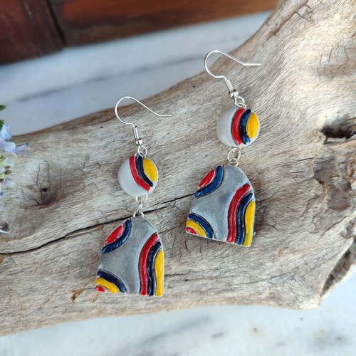 Clay cement earrings new with stainless steel clasp