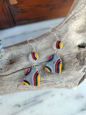 Clay cement earrings new with stainless steel clasp