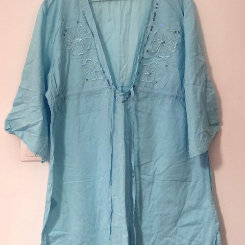 Beach kaftan blouse used, turquoise, size L