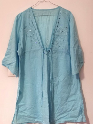 Beach kaftan blouse used, turquoise, size L