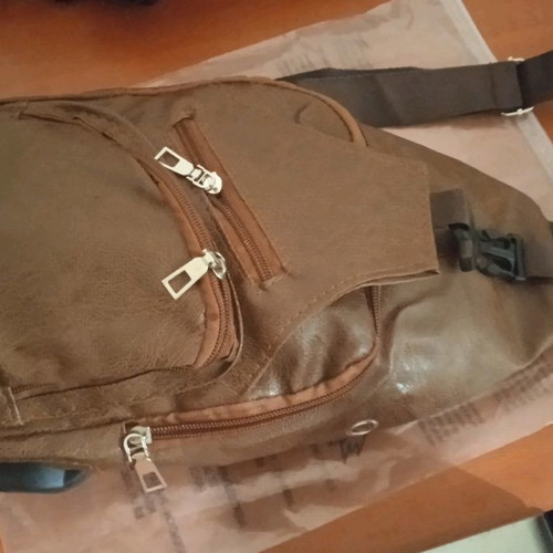 Men's chest bag new brown