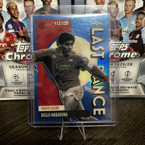 2025-26 Topps Chrome UCC Diego Maradona Last Dance #LD-10 Blue Refractor