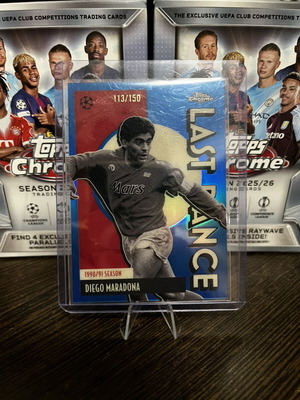 2025-26 Topps Chrome UCC Diego Maradona Last Dance #LD-10 Blue Refractor