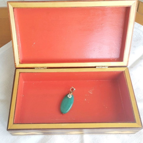 Russian Marquetry Jewelry Box vintage, handmade straw and wood
