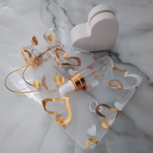 Gift favors set of 5 with heart card holder and handmade musk perfume
