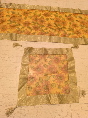 Polyester table runners set used, 3 pieces