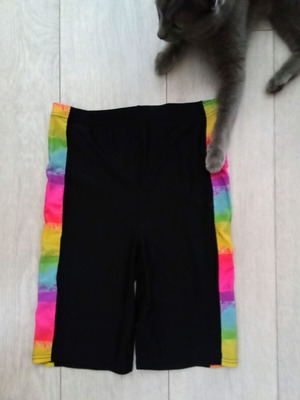 Sports shorts S like new, black with multicolor stripes