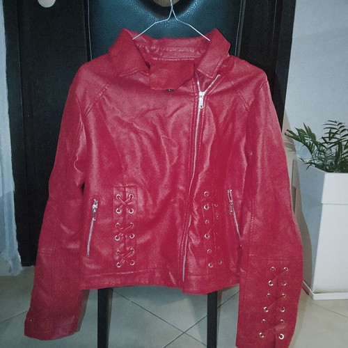 Women's red faux leather jacket size L