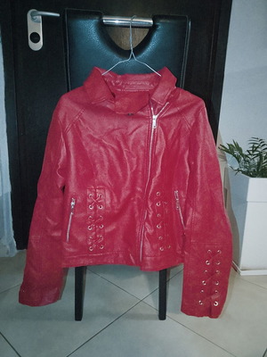 Women's red faux leather jacket size L