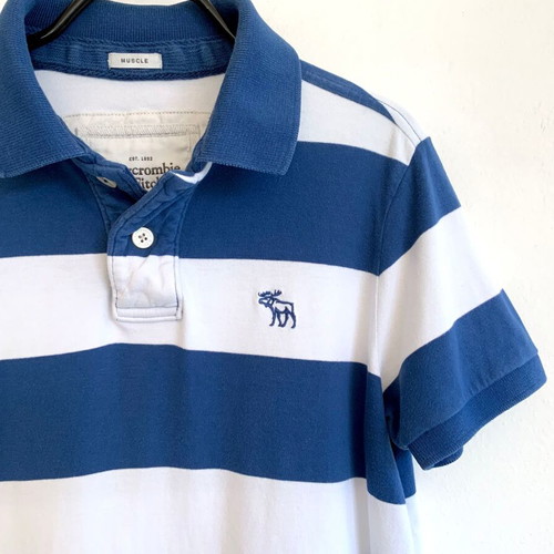 Abercrombie & Fitch Men's Short Sleeve Polo Rugby Striped Shirt Used Size S