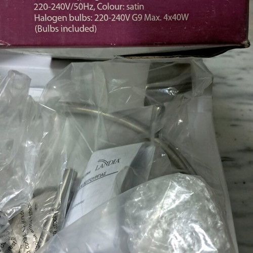 Ceiling light new, metal and satin glass with halogen bulbs