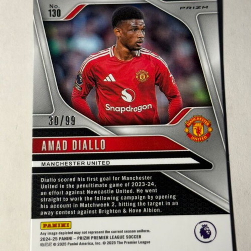 2024-25 Panini Prizm Premier League Amad Diallo Blue Breakaway Prizm card like new