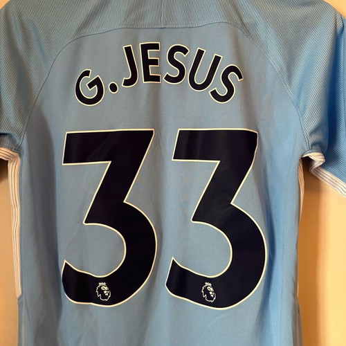 Gabriel Jesus Manchester City 2017/2018 home football jersey used, size YXL