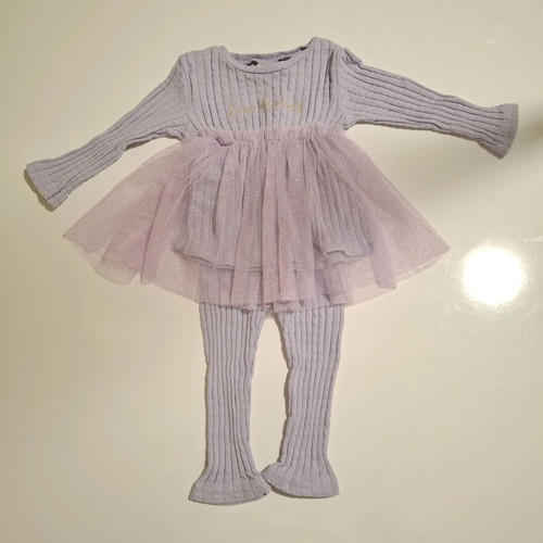 Bupper knitted lilac set with tulle like new, 9-12 months