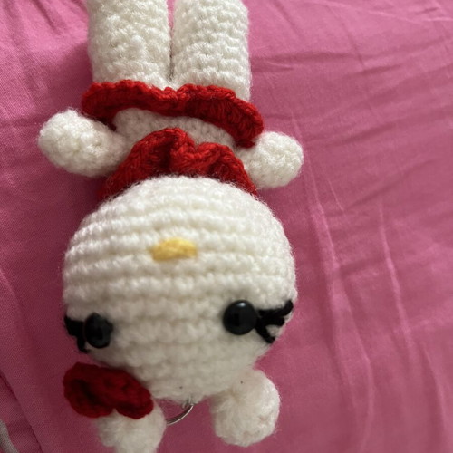 Hello Kitty keychain handmade, new, white and red