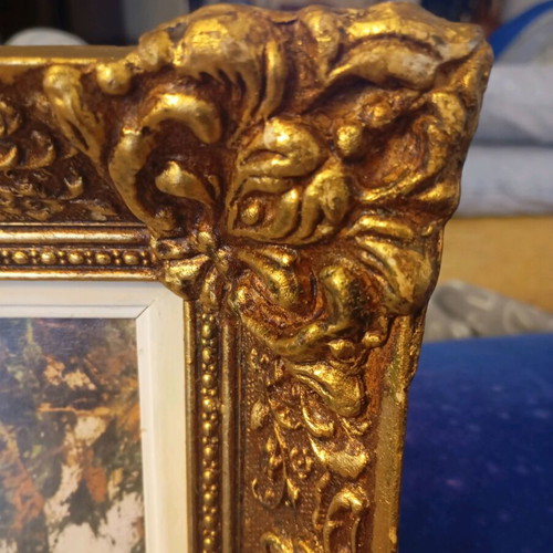 Vintage frame 1970 with carved gold frame like new