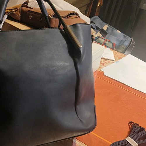 Blue dark shoulder-hand bag new, synthetic leather with shoulder strap