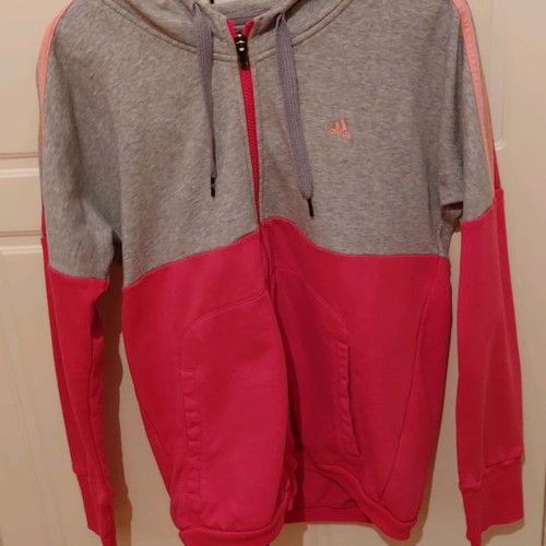 Adidas jacket used, grey pink, size S with hood