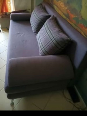 Διθέσιος καναπές με αποθηκευτικό χώρο, ύφασμα ανοιχτό μωβ
