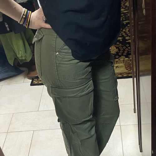 Bershka women's straight-leg pants green like new, size S