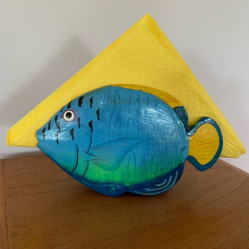 Fish napkin holder like new, handmade wood