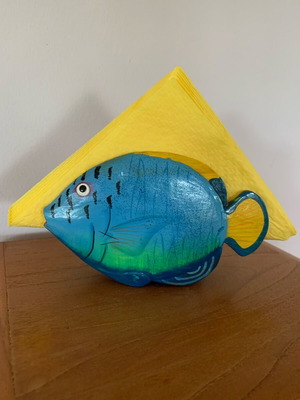 Fish napkin holder like new, handmade wood