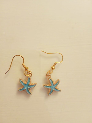 Starfish earrings new with silver gold-plated clasp
