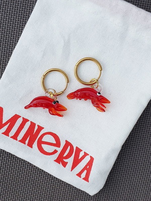 Minerva Red Murano Glass Shrimp Hoop Earrings