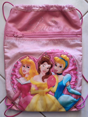 Gim Disney Princess Backpack used, pink with Aurora, Belle, Cinderella