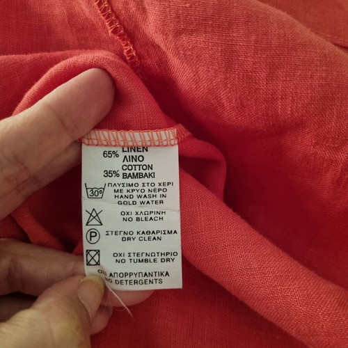 Linen dress like new, cotton blend, watermelon color, size L