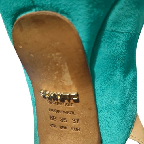 Schutz sandals used, size 37, turquoise with leather sole and gift blouse