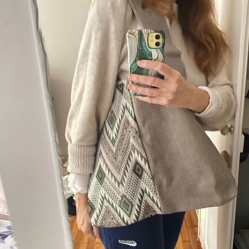 Boho fabric shoulder bag new, gray