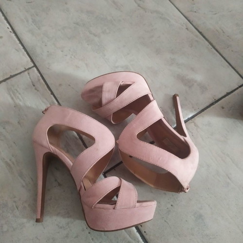 Pink high-heeled sandals used, size 36