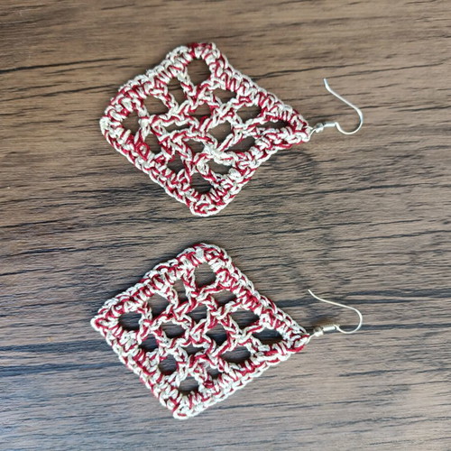 Handmade crocheted earrings with unique designs