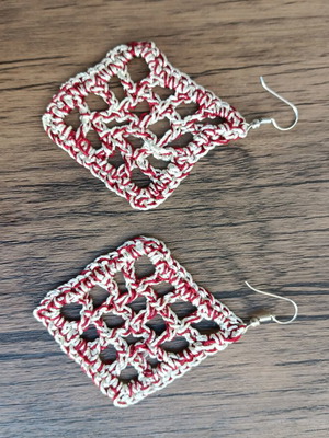 Handmade crocheted earrings with unique designs