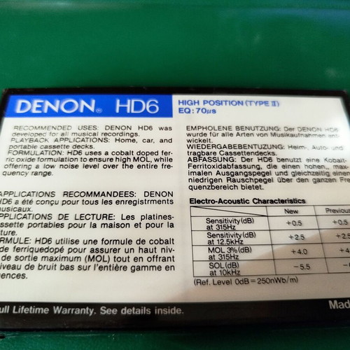 Denon HD6 90 cassette tapes new, Type II Chrome