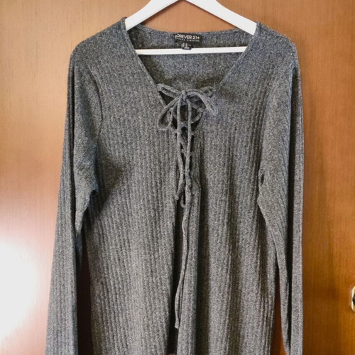 Forever 21+ knitted sweater with lace-up detail, like new, plus size