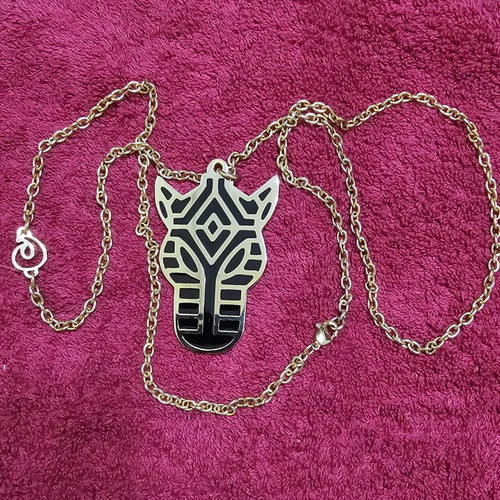 Oxette Vintage Pendant Necklace new, zebra head design