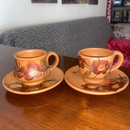 Clay coffee cups like new, set of two