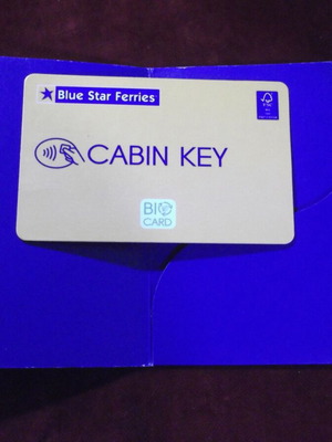 Blue Star Ferries χάρτινο κλειδί καμπίνας πλοίου σε θήκη