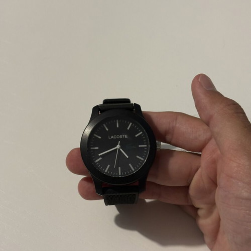 Lacoste all-black watch with silicone strap