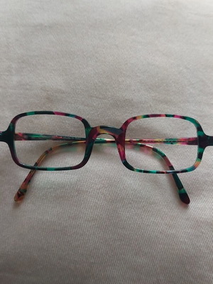 Vintage eyeglass frame used, colorful square acetate
