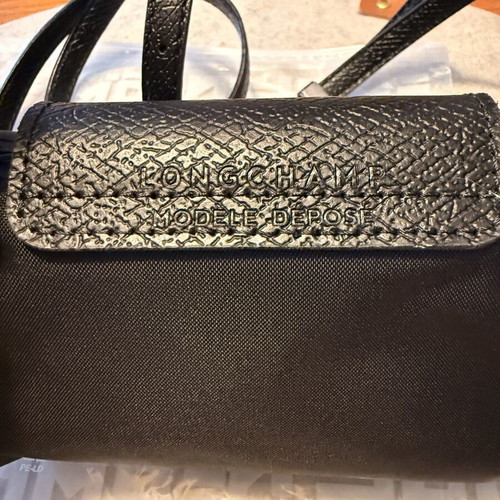 Longchamp Le Pliage mini pouch with strap, black crossbody bag