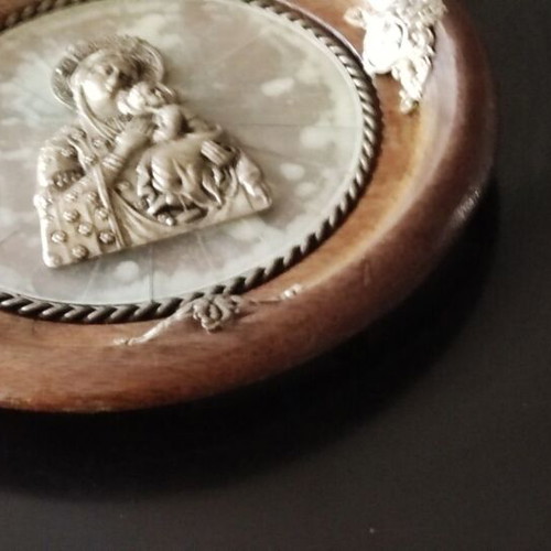 Panagia with wooden frame and carving like new