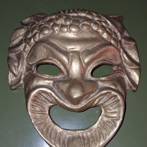Solid Brass Theatrical Comedy Mask vintage from Greece
