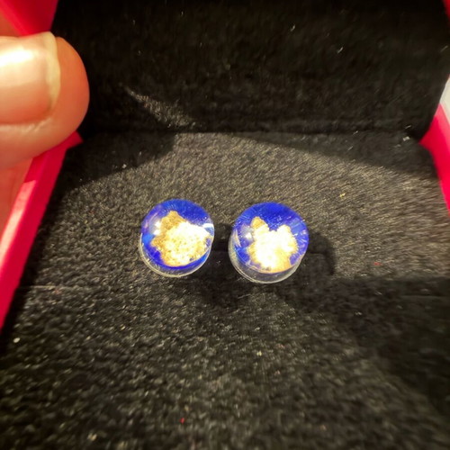 Murano Crystal earrings with gold flake M. Matzaraki like new
