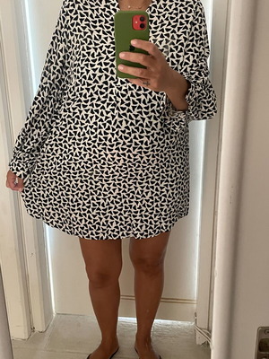 H&M short black and white shirt dress, size S, loose fit